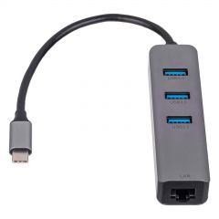 Hub USB type C do 3x USB 3.0 Akyga AK-AD-66 z kartą sieciową 10/100/1000 15cm