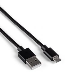 Kabel USB OEM-USB-01 USB A (m) / micro USB B (m) pleciony nylon czarny ver. 2.0 2.0m