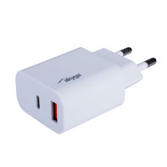 Wall charger Akyga AK-CH-12 18W USB-A + USB-C PD Quick Charge 3.0 5-12V / 1.5-3A white